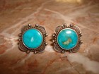 Antique 1920s Navajo Blue Gem Turquoise Earrings Attr  Fred Peshlaki 