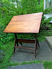 Antique Vintage Wood Drafting Table Victorian Steampunk 1890 Cast Iron Work