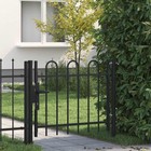 Vidaxl Black Single Door Fence Gate With Hoop Top And Horizontal Brace -   
