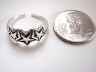 Triplet Stars Toe Ring Adjustable 925 Sterling Silver