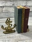As-is Vtg Set Of Brass Nautical Ship Anchor Bookends Shelf Decor Books Patina
