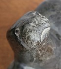 Original Inuit Soapstone Carving Of Otter On Rock With Fish Signed By Artist