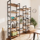 Triple Bookshelf  Bookcase With 14 Open Display Shelves  Wide Book Shelf Book   