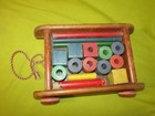Vintage 1950 s Play-school Pull Toy With Blocks  All Wood  Play-school Pull Toy