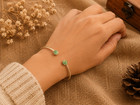 Natural Emerald 925 Silver Open Cuff Bracelet 16cm Green Gemstone Gift Bangle