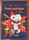 Snoopy Happy New Year 12 X 18 In Garden Flag  Double Sided Party Woodstock