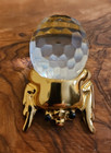 Vintage Asfour Crystal Brass Egyptian Scarab Figurine Desk Top Decor Euc