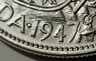 1947 Canada 50 Cents Straight 7 - Tall 7 Silver Coin Km-36 Extra-metal