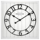    Co 21  Farmhouse Square Shiplap Barn Door Wood Clock - White  Arabic 