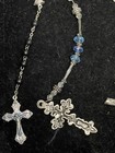 Lot Of 4 Vintage Catholic Rosaries Glass Crystal Wood Beads Crucifix Mary   