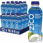 Zico 100  Coconut Water No Added Sugar Electrolytes 16 9 Fl Oz 24 Pack