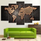 Global World Map 5 Piece Canvas Wall Art Abstract Print Home Decor