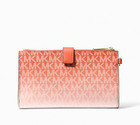 Michael Kors Jet Set Travel Double Zip Wristlet Wallet Red Clay Sig Logo