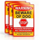 3 Pack Beware Of Dog Sign  8x12 Inches  Aluminum Metal  No Trespassing Sign
