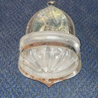 Religious Antique Catholic French Holy Water Font Stoup - Metal And Glass