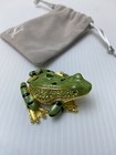 2 Enamel   Rhinestones Hinged Metal Frog Trinket Boxes