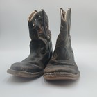 Vintage 50s 60s Kids Youth Leather Western Cowboy Boots Sz 7