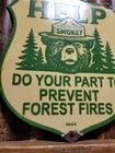 Vintage Smokey Bear Porcelain Sign Old Us Forest Service National Park Fires 12 