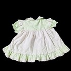Vintage Mayfair Baby Girl Dress 9 M Green White Floral Embroidered Spring Easter