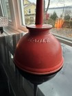Vintage Red Eagle Thumb Pump Oil Can Made In Usa Steel Base Spout Still Works