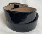 Y2k Ann Taylor Wide Dress Belt Women   s Sz M Black Patent Leather Silver Buckle