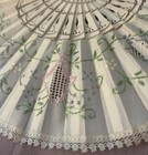 Antique Victorian Lace Fan Framed In Shadow Box Handpainted Embroidered Art