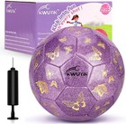 Soccer Ball Size 3 4 Purple Pink Glitter Butterfly Football For Kids Sparkle    