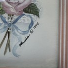 Vtg Pink Roses And Lace Wood Framed Wall Art Print 1992 Signed Artist 9 75x7 5  