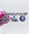 Wonderful Antique vintage European Sterling Silver Ornate Roman Coin Bar Pin