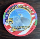  5 Aladdin Casino Las Vegas  god Bless America united We Stand  Casino Chip