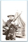Wwi M1917 Enfield Rifle Infantry Soldier Army Real Photo Postcard