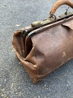 Brown Leather Doctor Medical Bag Gladstone Satchel Travel Case Antique With Key 