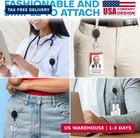 Rigid Id Badge Holder W retractable Reel Clip  clear  2 Pack   Horizontal Or Ver