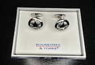 New Men s Roundtree   Yorke Cufflinks Silver Star Western Sheriff Badge Box Nib