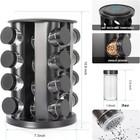 Black Countertop Rotating Spice Rack - Empty 16-jar Revolving Organizer