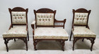 Antique Victorian Eastlake Parlor Set 3 Pc Chaise Lounge Hip Rest Chairs Settee