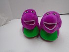 Vintage 1990s Barney Slippers Youth Children Size M 7-8 Plush Rare Purple Dino