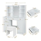 White Dressing Table New Vanity Makeup Desk 3 Drawers  Stool  Led Mirror Girl