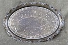 Antique Arabic Islamic Calligraphy Persian Large 22    Silver Brass Serving Tray