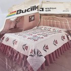 Vintage Bucilla Country Tulips King Queen Applique Quilt Top Kit Open 98 X 103   