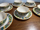 Beautiful Vintage Italian Nova Robbia Majolica -- 6 Coffee Tea Cups W  Saucers