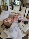 Wedding Bride Accessories Lot  Tote  Two Ring Pillows  Feathered Ink Pen   Etc 