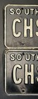 1972 South Carolina License Plates Matching Pair Black Original Vintage Sc