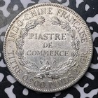 1908-a French Indo-china 1 Piastre Lot mk164 Large Silver  Cleaned