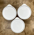 Tupperware Set Of 3-red Footed Salsa Bowls 15oz  With White Seals-new-ship Incl