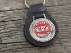 1952 Massey -harris Leather Key Fob Antique Chrome Medallion Unique Logo Nos