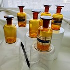 Apothecary Amber Brown Glass Bottle With Glass Lid Vintage 4 5 h X 2 w Bulk Disc
