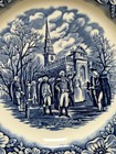 Vtg Liberty Blue Staffordshire Salad Plate - Washington Leaving Christ Church