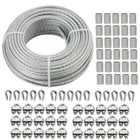 Galvanized Steel Wire Rope 150ft 3 16  Cable Kit  7x7 Aircraft Cable  Clamps   T