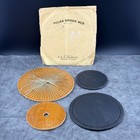 Lot Of 4 Vintage Polka Spider Web Wood Discs K k Products Chicago Sun Lace  2